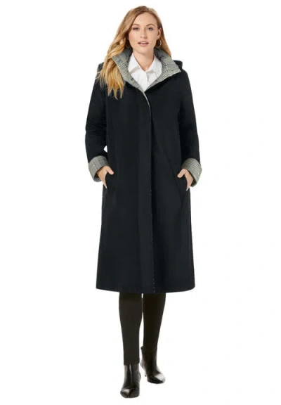 Jessica London Contrast Hood Raincoat In Blue