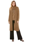 Jessica London Cotton Cashmere Duster Sweater In Brown