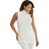 Jessica London Cotton Cashmere Sleeveless Turtleneck Shell In White