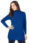 Jessica London Cotton Cashmere Turtleneck In Blue