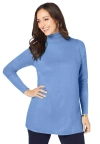Jessica London Cotton Cashmere Turtleneck In Blue