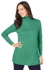 Jessica London Cotton Cashmere Turtleneck In Green