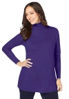 Jessica London Cotton Cashmere Turtleneck In Purple