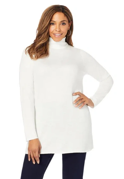 Jessica London Cotton Cashmere Turtleneck In White