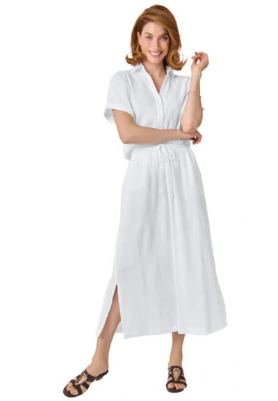Jessica London Cotton Gauze A-line Midi Skirt In White