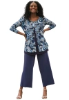 Jessica London Crew Neck Double Layered Tunic In Blue