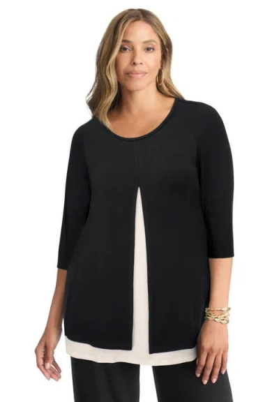 Jessica London Crew Neck Double Layered Tunic In Multi
