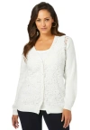 Jessica London Crochet Button-front Cardigan In White