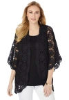 Jessica London Crochet Cardigan In Black