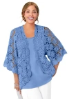 Jessica London Crochet Cardigan In Blue