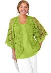 Jessica London Crochet Cardigan In Green
