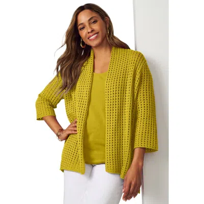 Jessica London Crochet Cardigan In Green