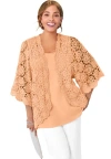 Jessica London Crochet Cardigan In Orange