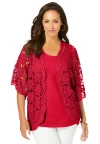 Jessica London Crochet Cardigan In Red