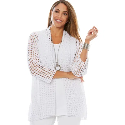 Jessica London Crochet Cardigan In White
