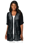 Jessica London Crochet Long Cardigan In Black