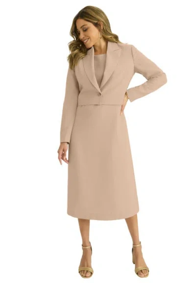 Jessica London Cropped Jacket Dress In Neutral