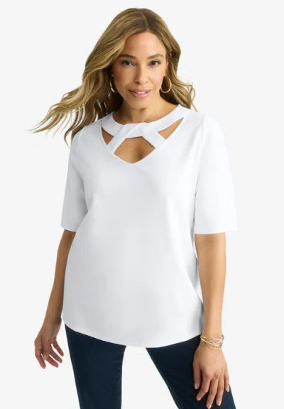 Jessica London Cutout A-line Top In White