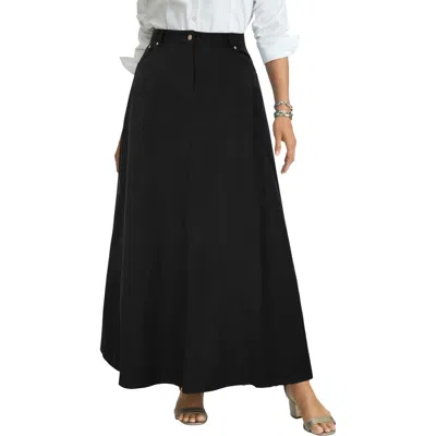 Jessica London Denim Inset Maxi Skirt In Black