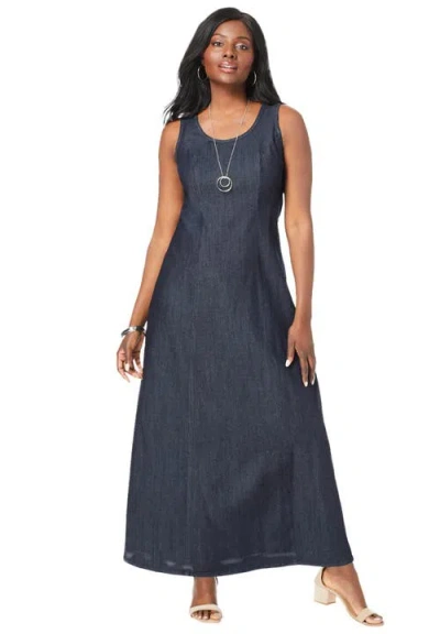 Jessica London Denim Maxi Dress In Purple