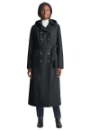 Jessica London Double Breasted Long Trench Raincoat In Black