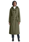 Jessica London Double Breasted Long Trench Raincoat In Green
