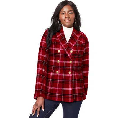 Jessica London Double Breasted Wool Blazer In Multi