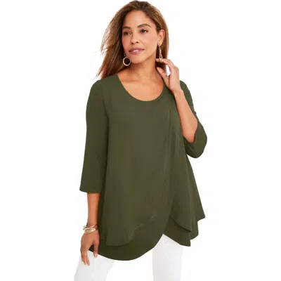 Jessica London Double Layer Tunic In Green