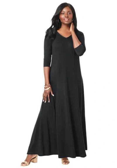 Jessica London Double-v Maxi Dress In Black