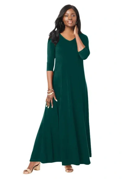 Jessica London Double-v Maxi Dress In Green