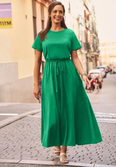 Jessica London Drawstring Maxi Dress In Green