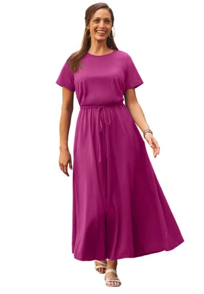Jessica London Drawstring Maxi Dress In Purple