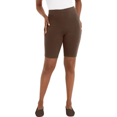 Jessica London Everyday Stretch Cotton Bike Short In Brown
