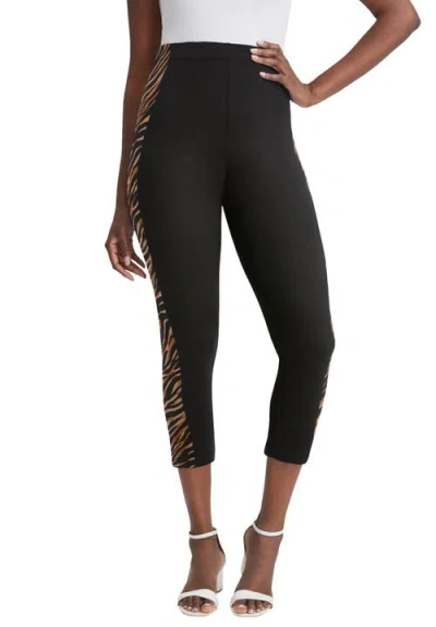 Jessica London Everyday Stretch Cotton Capri Legging In Black