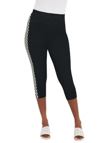 Jessica London Everyday Stretch Cotton Capri Legging In Black