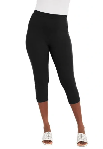 Jessica London Everyday Stretch Cotton Capri Legging In Black