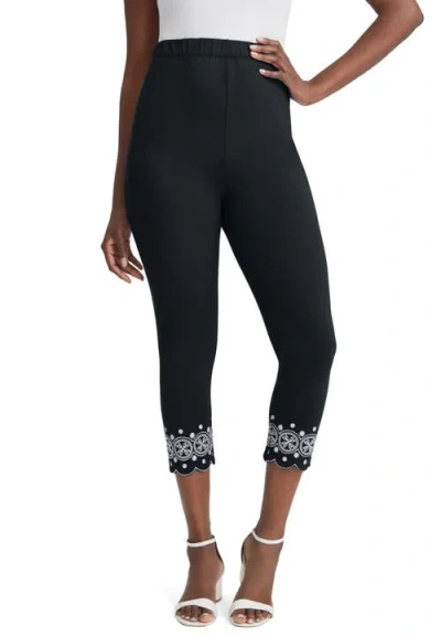 Jessica London Everyday Stretch Cotton Capri Legging In Black
