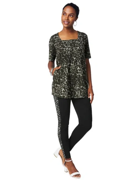 Jessica London Everyday Stretch Cotton Legging In Animal Print