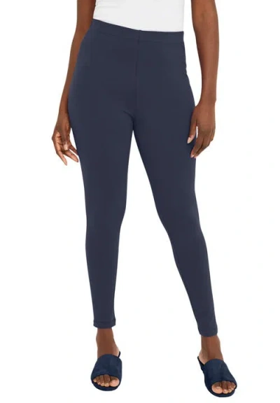 Jessica London Everyday Stretch Cotton Legging In Blue