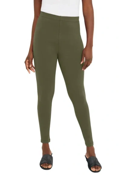 Jessica London Everyday Stretch Cotton Legging In Green