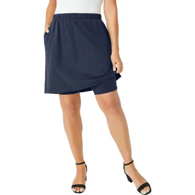 Jessica London Everyday Stretch Cotton Skort In Blue