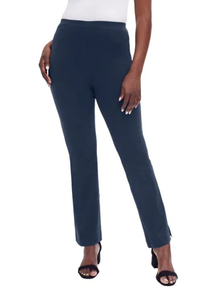 Jessica London Everyday Stretch Cotton Straight Leg In Blue