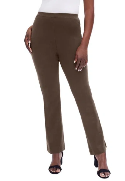 Jessica London Everyday Stretch Cotton Straight Leg In Brown