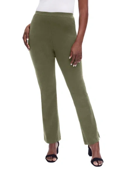 Jessica London Everyday Stretch Cotton Straight Leg In Green