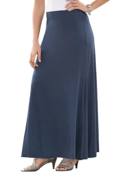 Jessica London Everyday Stretch Knit Maxi Skirt In Blue