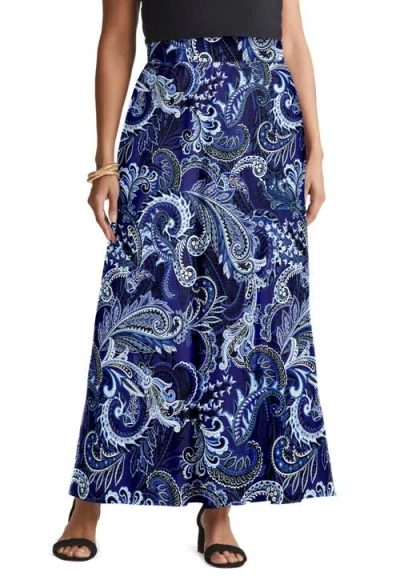 Jessica London Everyday Stretch Knit Maxi Skirt In Blue