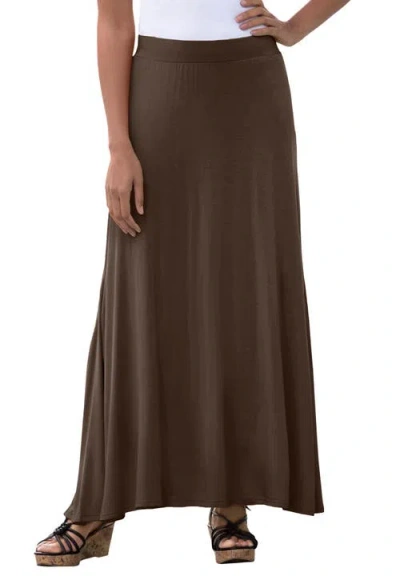 Jessica London Everyday Stretch Knit Maxi Skirt In Brown