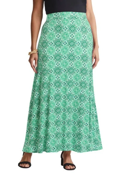 Jessica London Everyday Stretch Knit Maxi Skirt In Green
