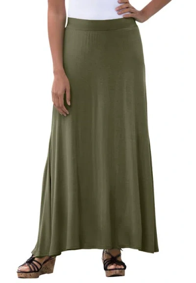 Jessica London Everyday Stretch Knit Maxi Skirt In Green