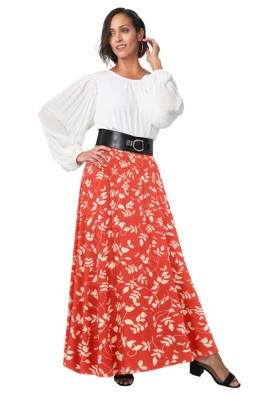Jessica London Everyday Stretch Knit Maxi Skirt In Orange